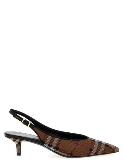 Burberry 40mm Ally Summer Knit Slingback Pumps In Brown