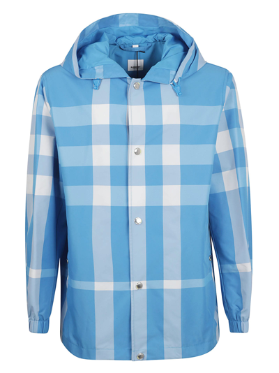 Burberry Elmhurst Check Down Jacket In Vivid Blue