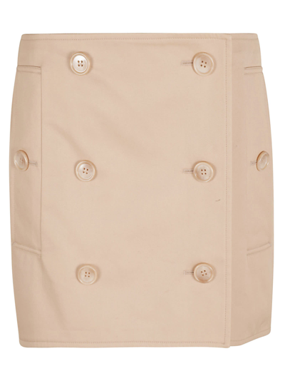 Burberry Multi-buttoned Short Skirt In Pale Nude