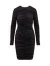 Dsquared2 Ruched Longsleeved Mini Dress In Black