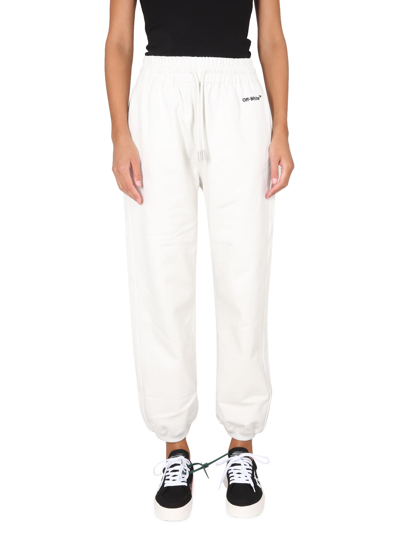 Off-white Logo-embroidered Track Pants In White