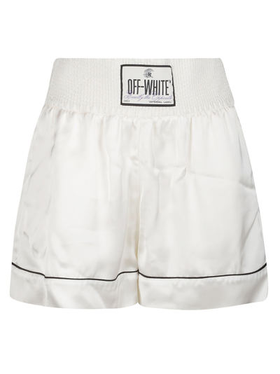 Off-white Satin Pajama Shorts In White