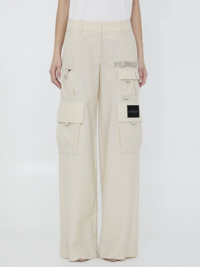 Off-white Pantalon Cargo En Laine Vierge In Beige