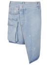 Off-white Asymmetric Denim Miniskirt In Light Blue White