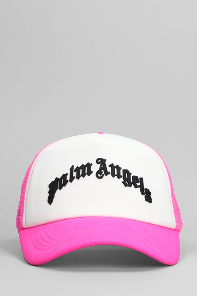 Palm Angels Logo Trucker Cap In Fuchsia Black