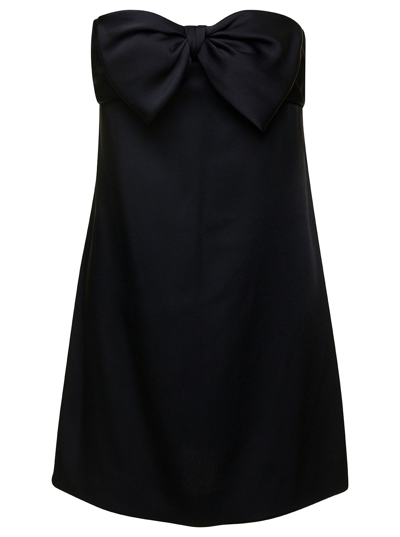 Saint Laurent Bow-detail Strapless Mini Dress In Nero