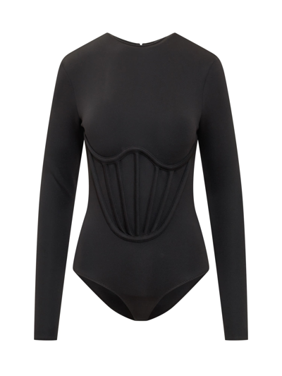 Versace Bodysuit With Zip In Nero