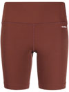 Sporty And Rich Logo-print Elasticated-waistband Biker Shorts In Brown