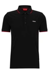 Hugo Stretch-cotton Slim-fit Polo Shirt With Embroidered Logo In Black 001