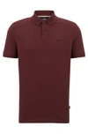 Hugo Boss Polo Shirt With Embroidered Logo In Dark Red
