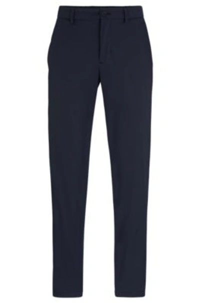 Hugo Boss Regular-fit Chinos With Hidden Drawcord And Tapered Leg In Dark Blue