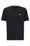 Hugo Boss Regular-fit T-shirt In Stretch Cotton With Side Tape In Dark Blue