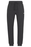 HUGO BOSS COTTON-BLEND WAFFLE TRACKSUIT BOTTOMS WITH LOGO