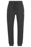 Hugo Boss Cotton-blend Waffle Tracksuit Bottoms With Logo In Grey