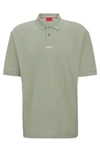 Hugo Cotton-piqu Polo Shirt With Logo Print In Light Green