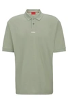 Hugo Boss Cotton-piqu Polo Shirt With Logo Print In Light Green