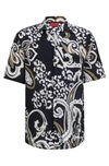 Hugo Relaxed-fit Shirt In Paisley-print Canvas In Black