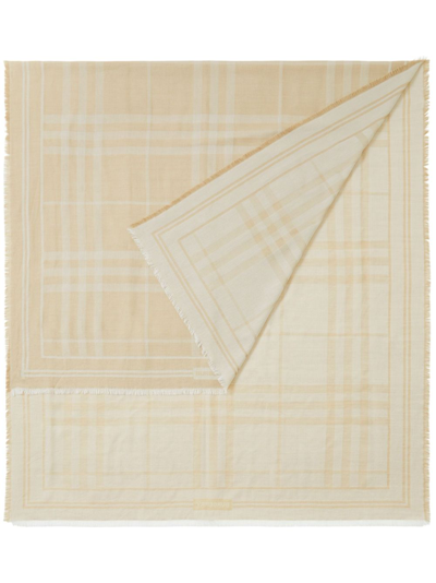 Burberry Checked Wool-blend Scarf In Archive Beige