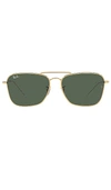 Ray Ban Sunglasses Unisex Caravan Reverse - Gold Frame Green Lenses 58-15 In Metallic Gold