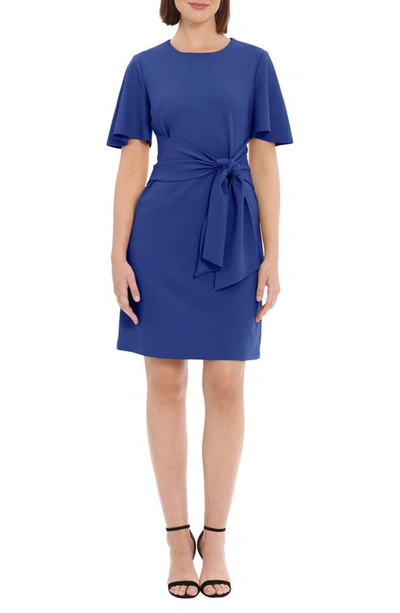 Donna Morgan Flutter Sleeve Waist Tie Dress In Sodalite Blue