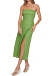 Lost + Wander Elia Strapless Linen & Cotton Maxi Dress In Garden Green