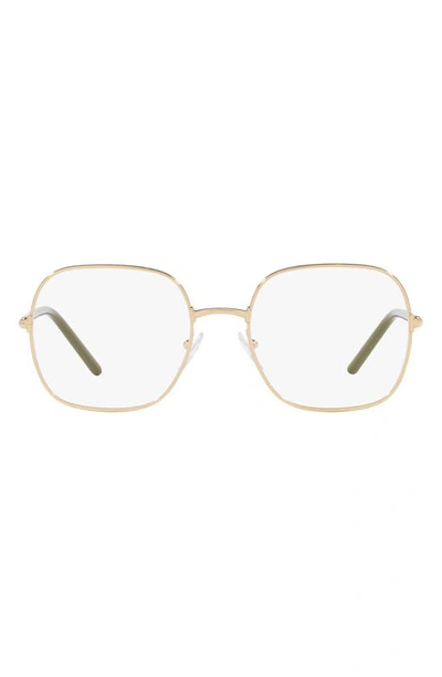 Prada 54mm Rectangle Optical Glasses In Pale Gold