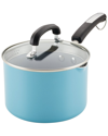 Farberware Eco Advantage Ceramic Nonstick Straining Saucepan With Lid In Blue