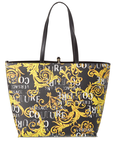 Versace Jeans Couture Logo-print Tote Bag In Black