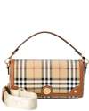 Burberry Check-pattern Top Handle Bag In Beige