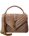 Saint Laurent Medium College Suede Shoulder Bag In Brown
