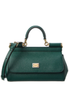 Dolce & Gabbana Small Sicily Dauphine Leather Top Handle Bag In Green