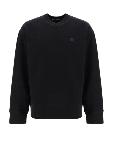 Acne Studios Face Patch Crewneck Sweatshirt In Black