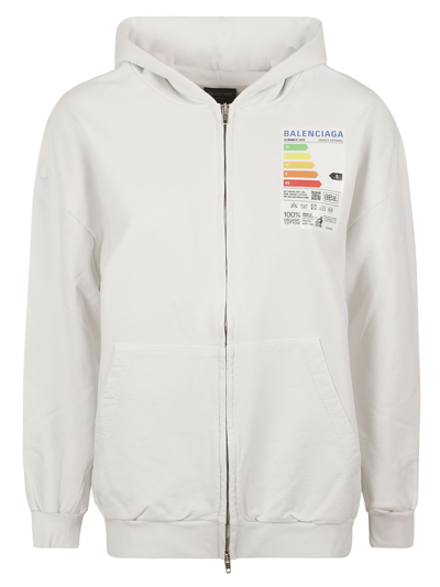 Balenciaga Small Zip-up Hoodie In Dirty White