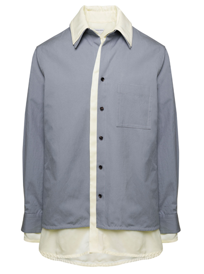 Bottega Veneta Double-layer Regular-fit Cotton-blend Shirt In Vapor Camomile