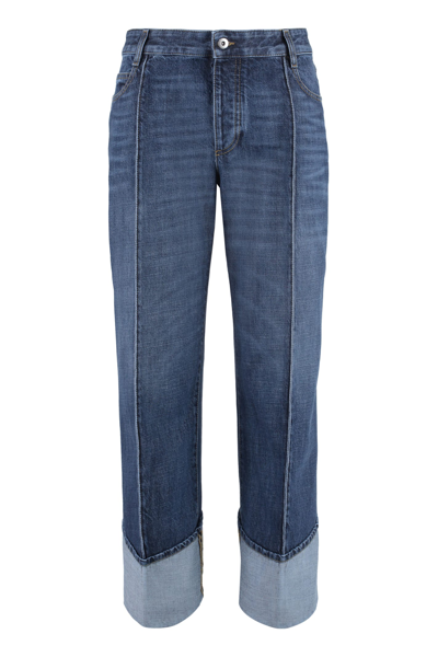 Bottega Veneta Regular Fit Cropped Jeans In Mid Blue