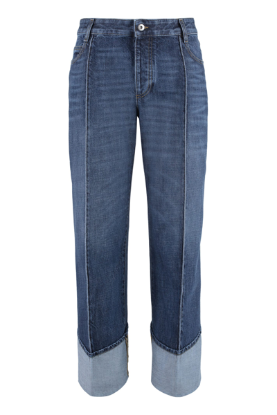 Bottega Veneta Regular Fit Cropped Jeans In Blue