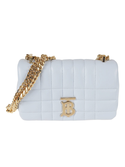 Burberry Chain Strap Quilted Shoulder Bag In Pale Blue