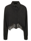 BURBERRY BURBERRY LACE ASYMMETRIC HEM CROP SHIRT