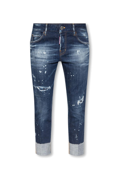 Dsquared2 Distressed Cropped Jeans In Multi-colored