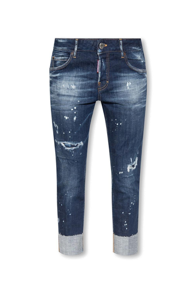 Dsquared2 Distressed Cropped Jeans In Blue