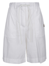 Moncler Logo-patch Drawstring Shorts In Bianco