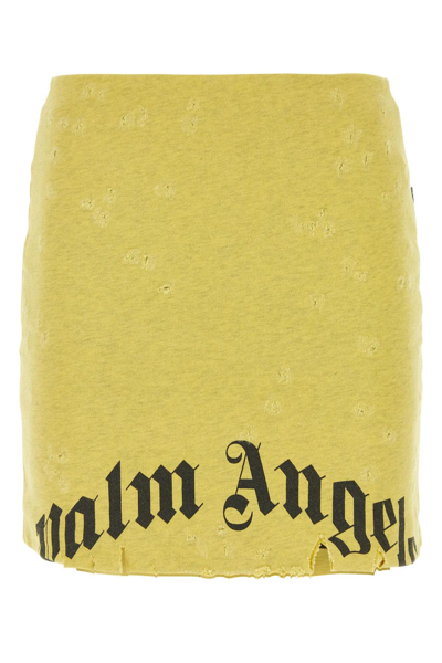 Palm Angels Gd Destroyed Straight Skirt In Yellow