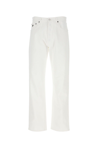 Prada Logo-patch Straight-leg Jeans In White