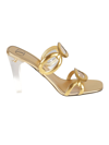 Valentino Metallic Chain Transparent-heel Mule Sandals In Antique Brass