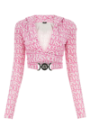 Versace Printed Chenille Top In Pink/white