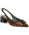 Franco Sarto Racer 5 Womens Calf Hair Animal Print Slingback Heels In Leopard Print Hair