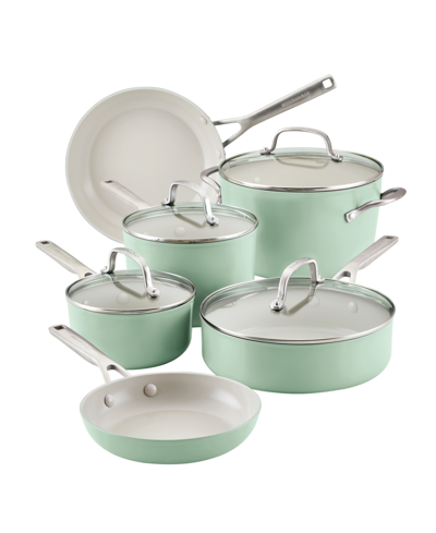 Kitchenaid Hard Anodized Ceramic Nonstick 10 Piece Set In Pistachio