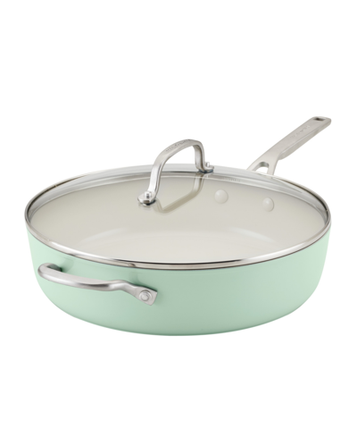 Kitchenaid Hard Anodized Ceramic Nonstick 5 Quart Saute Pan With Lid In Pistachio