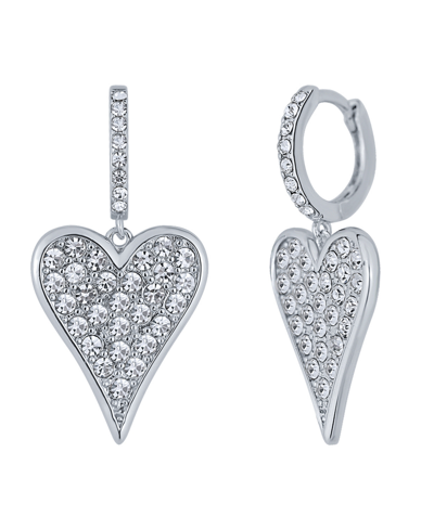 And Now This Crystal Silver Plated Heart Drop Earring In Silver Plated Brass
