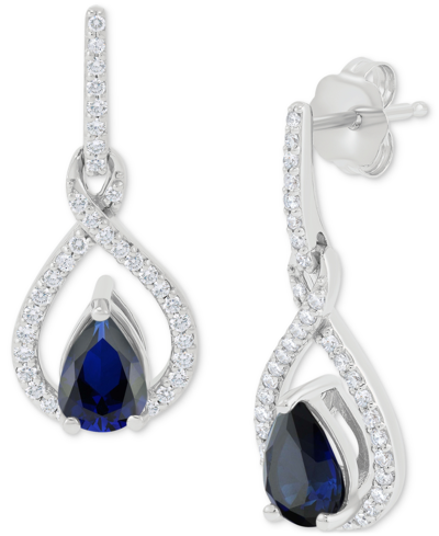 Macy's Emerald (7/8 Ct. T.w.) & Diamond (1/5 Ct. T.w.) Pear Halo Drop Earrings In 14k Gold (also In Sapphir In Sapphire
